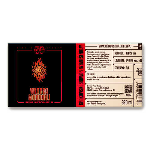 Nowa etykieta (2022)  -  Władca Mordoru BA Imperialny Stout Jack Daniel's - Browar Dwie Wieże