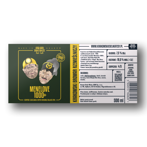Nowa etykieta (2023)  -  Menelove 1000+ Black IPA - Browar Dwie Wieże
