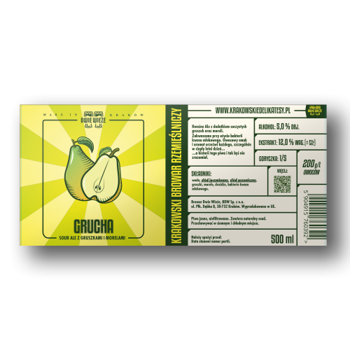 Nowa etykieta (2023)  -  Grucha Sour Ale - Browar Dwie Wieże