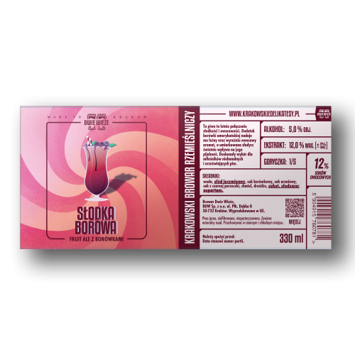 Nowa etykieta (2023)  -  Słodka Borówa Fruit Ale - Browar Dwie Wieże